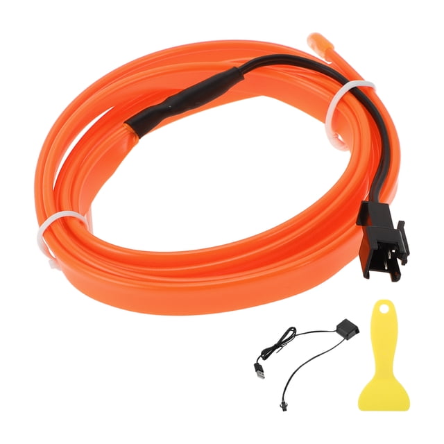 Cuerda de luz LED EL de 1m Unique Bargains, tira de luz de neón flexible para iluminación interior de automóviles, decoración de automóviles USB (5V) Naranja