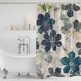 thumbnail image 2 of Teal Green Leaves Shower Curtain Set - Small 36" x 72" Washable Bathtub Curtain with 12 Hooks, Vintage Shabby Botanical Waterproof Fabric Stall Shower Curtains for Bathroom/Bathtub Décor, 2 of 6