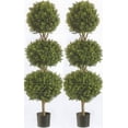 thumbnail image 1 of Two 56 Inch Artificial Boxwood Triple Ball Trees Potted, 1 of 2