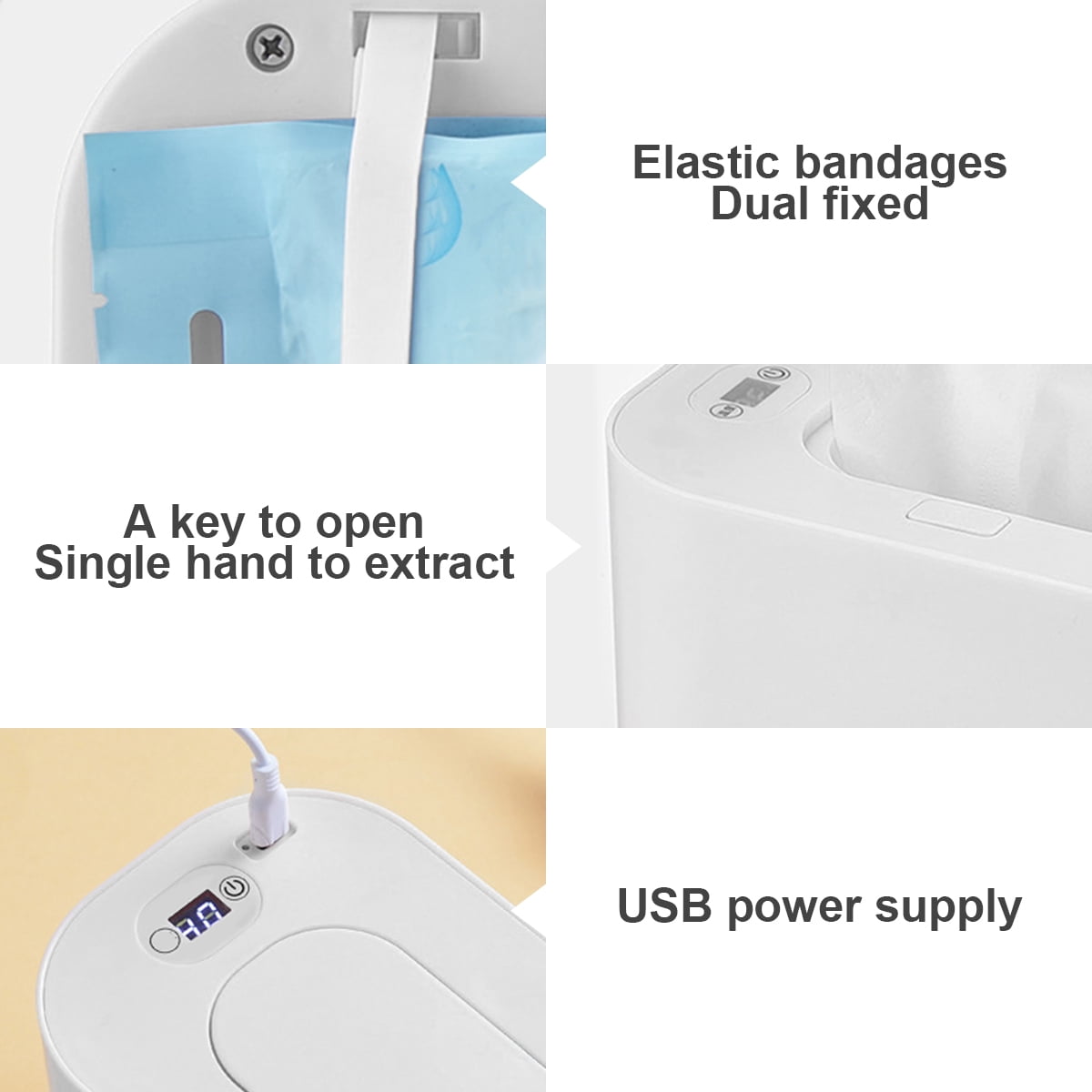 Baby Wipe Warmer Dispenser 3 Mode 40-60 °C Adjustable Portable Smart Wet Large Capacity Baby Wipe Heater for Kids Car Home Travel Baby Nursery (White)