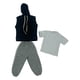 thumbnail image 3 of Sudadera con capucha y pantalones cortos para hombre, 3 unidades, escala 1/6, hecha a mano, para muñecas en miniatura capucha negra, 3 of 9