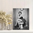 thumbnail image 2 of UXIEQU Vintage Woman Sitting On Toilet Canvas Wall Art Print 15.75x11.81 Inches, 2 of 8