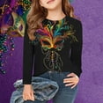 thumbnail image 2 of Penkiiy Blouse Carnaval Garçons Filles Mardi Gras Mode Imprimée Décontractée Col Rond Manches Longues T-shirt Blouse 11 Ans Noir, 2 of 4