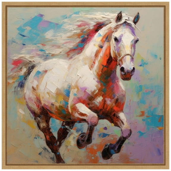 Amanti Art Colorful Runner Framed Canvas Wall Art Print