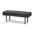 thumbnail image 1 of Bowery Hill Dark Gray Fabric Upholstered Brown Finished Bench, 1 of 8