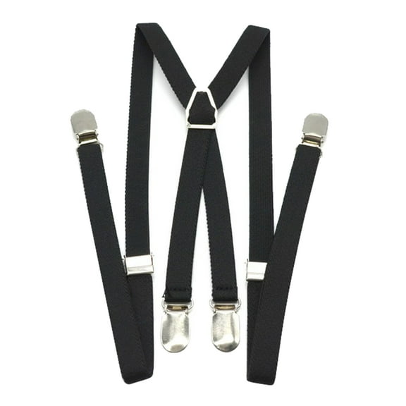 Mens X Shape Suspenders Adjustable Strap Straight Clips Pants Black
