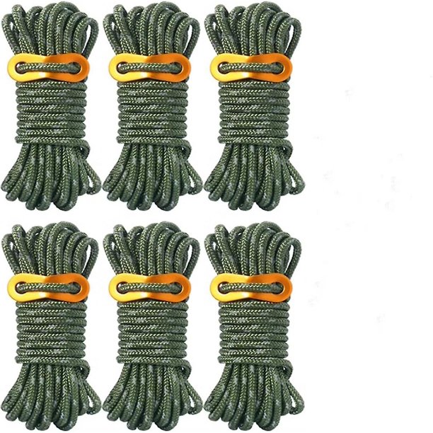 Carpa reflectante Guy Ropes Carpa Guy Line Cuerda de guía resistente con ajustador de tensor para acampar al aire libre Senderismo Toldo Carpas de lona (6 piezas, ejército G
