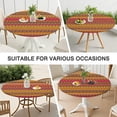 thumbnail image 7 of Decorative Round Tablecloth with a Lively Boho Floral Motif, Elastic Hem Provides Secure Fit on 56 Inch Diameter Tables, 7 of 7