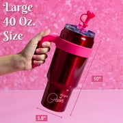 Paris Hilton 40 oz Tumbler with Handle, Raspberry Metallic