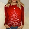 thumbnail image 2 of Christmas Shirts for Women 2025 Xmas Tree Cute Print Tops Cute Round Neck Shirts Long Sleeve Loose Pullover Holiday Shirts for Women, 2 of 5