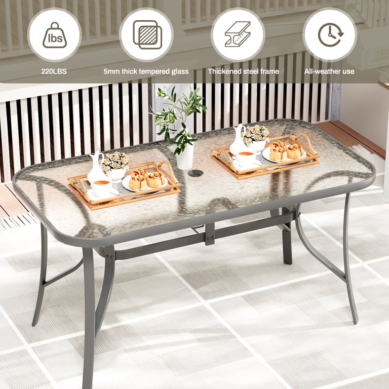 Arlopu Rectangular Patio Dining Table, 4-6 Person, Gray photo 6
