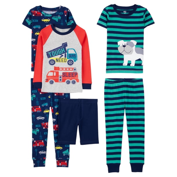 Conjunto de pijama Simple Joys de Carter's Boys, 6 piezas, algodón 2T