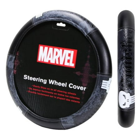 Plasticolor Steering Wheel Cover - Plasticolor 006753R01 Marvel Punisher 'Speed Grip' Steering Wheel Cover
