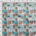 thumbnail image 4 of oneOone Polyester Spandex Turquoise Blue Fabric Tropical Tree With Geometric Texture Fabric For Sewing Printed Craft Fabric By The Yard 56 Inch Wide, 4 of 4