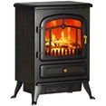 thumbnail image 3 of HOMCOM Electric Fireplace Heater, Fireplace Stove with Realistic LED Flames and Logs, and Overheating Protection, 725W/1450W, Black, 3 of 10