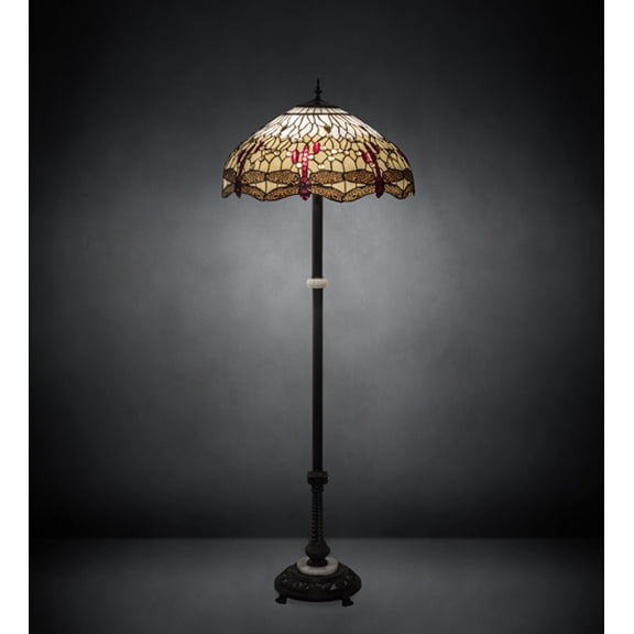 229132 Meyda 62" High Tiffany Hanginghead Dragonfly Floor Lamp