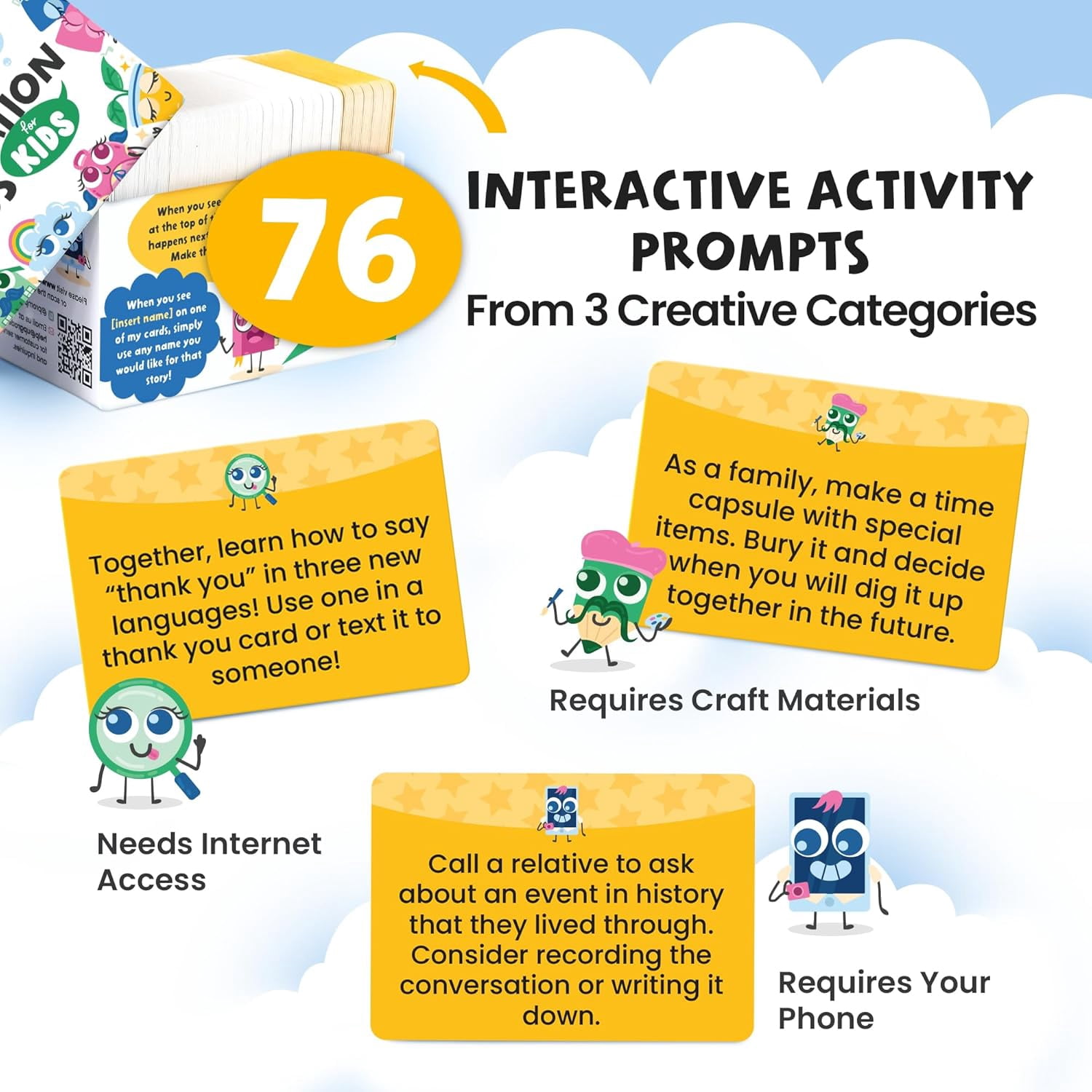400 Silly, Interactive Conversation Cards for Kids Ages 6-11 – Connect with Activities and Questions – 2.5" x 1.75"