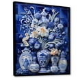 thumbnail image 2 of Designart "Boho Flower Pottery in Blue and White I" Geometric Framed Wall Art - Bohemian White Boho Pottery Entryway Framed Wall Art Print, 2 of 6