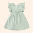 thumbnail image 6 of Tfken Comfy Dresses For Girls Soft Travel Holiday Solid Color Flutter Sleeve Comfortable Dresses Fashion For Party Summer Child Classic Clothes Size 6-7 Years, 6 of 6