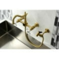 thumbnail image 2 of Kingston Brass KS1267PXBS Heritage Wall Mount Bridge Kitchen Faucet with Brass Sprayer, Brushed Brass, 2 of 5