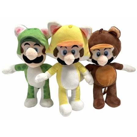 Super Mario Power Suits 8.5 Inch Neko Cat Luigi Tanooki and Cat Mario Stuffed Plush Toys