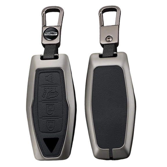 Fit for Mitsubishi Key Fob Cover Metal Key Protective Holder Fit for Mitsubishi Outlander 2021 2022 2023 2024 Leather Smart Keys Shell 4 Button Keychain