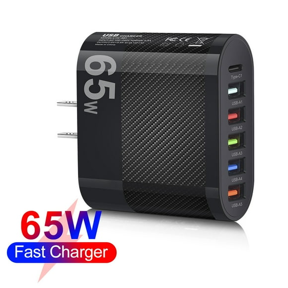 65W USB C Charger Quick Charge PD USB-C Type C Fast USB EU/US/UK Charger white US