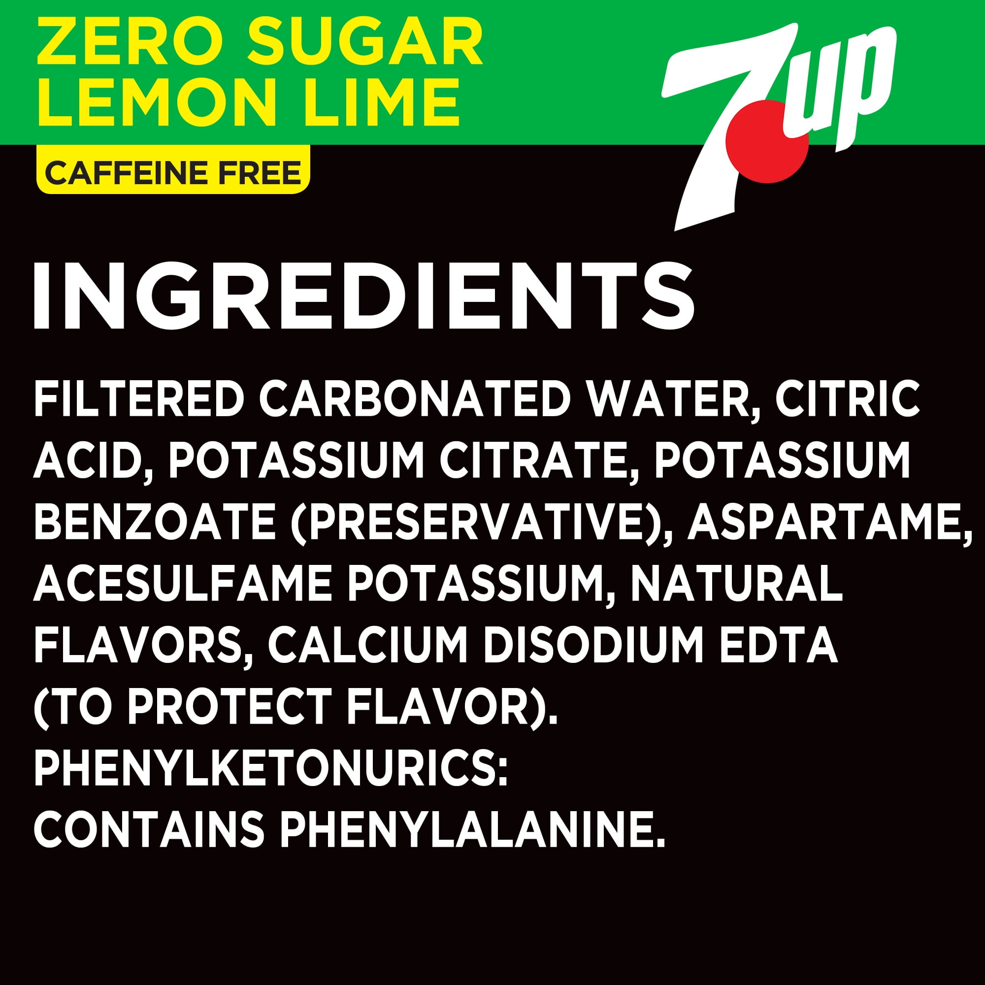 7UP Caffeine Free Zero Sugar Lemon Lime Soda Pop, 12 fl oz, 12 Pack Cans
