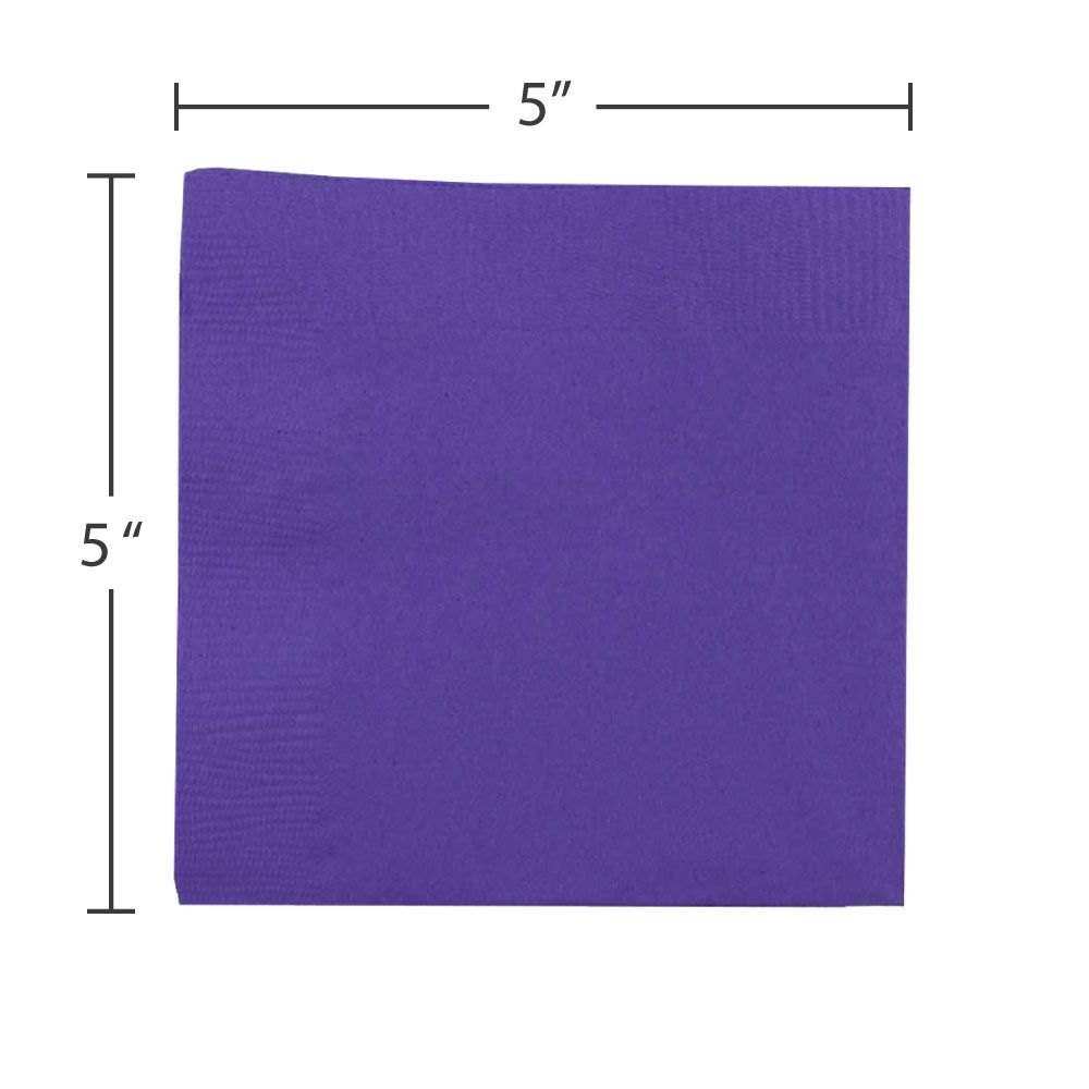 JAM Paper Small Beverage Napkins, 5 x 5, Purple, 40/Pack