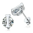 thumbnail image 1 of Pendientes de botón PROSTEEL de Plata esterlina con circonita cúbica letra I para mujer, 1 of 8