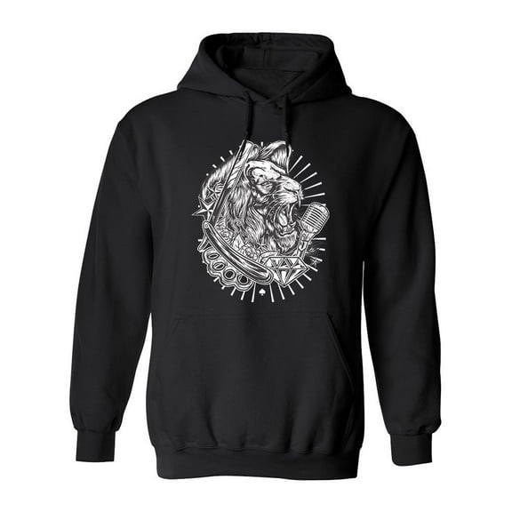 Lion Head With Diamond Sketch  Hoodie Men -Image by Shutterstock, Male x-Large