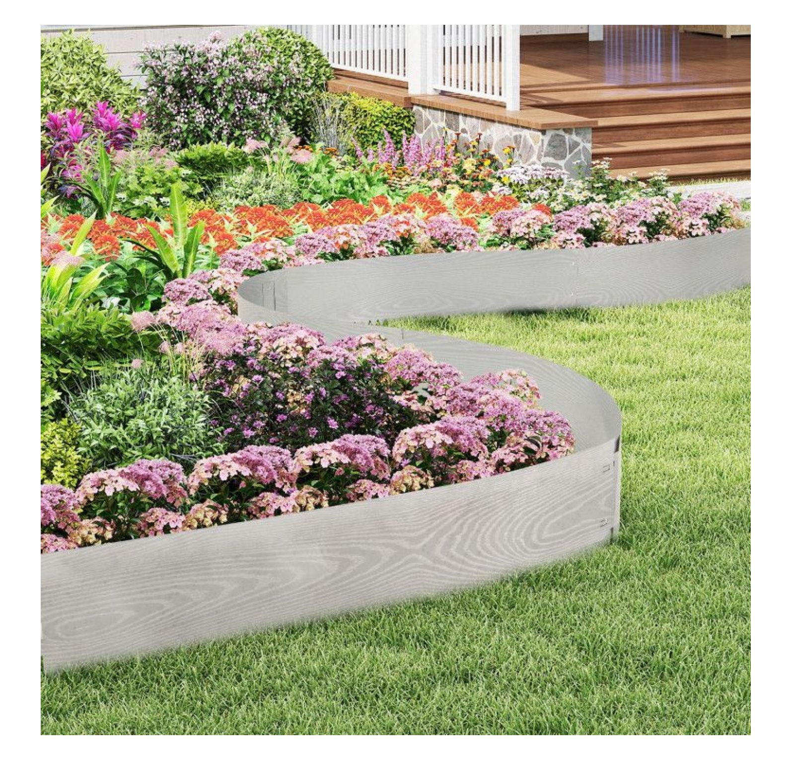 FASCK 6-Pack 20FT Galvanized Metal Landscape Edging, Lawn Garden Border for Yard Flower Bed Design