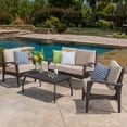 thumbnail image 2 of Becka Outdoor 4-Piece 4 Seater Brown Wicker and Iron Conversation Set with Cushions, 2 of 9