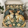 thumbnail image 2 of Manfei Retro Rustic Rabbit Bed Sheets,Vintage Countryside Flower King Sheets,Wild Animal Sheet Set For Kids,Super Cozy Room Decor,4-Piece, 2 of 7