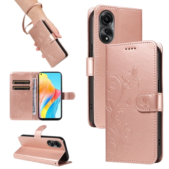 Wallet Case for Oppo A78 4G, PU Leather Card Slots with Kickstand Function Shockproof Cover for Oppo A78 4G