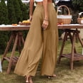 thumbnail image 5 of Satingcolo Linen Palazzo Pants for Women High Waist Tummy Control Wide Leg Pant Summer Flowy Loose Pull On Lounge Trousers, 5 of 7