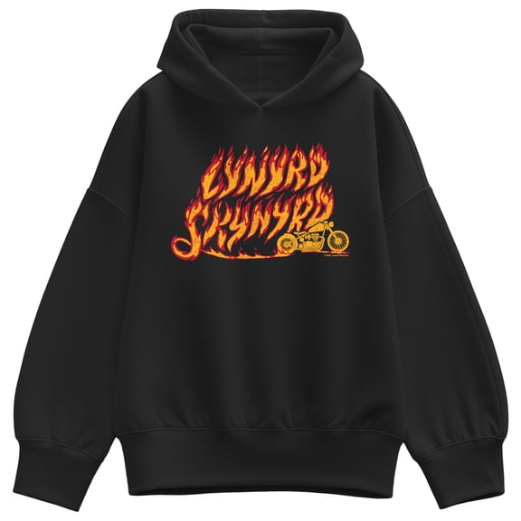 Lynyrd Skynyrd - Motorcycle Flames - Women's Oversized Fleece Hoodie Sweatshirt
