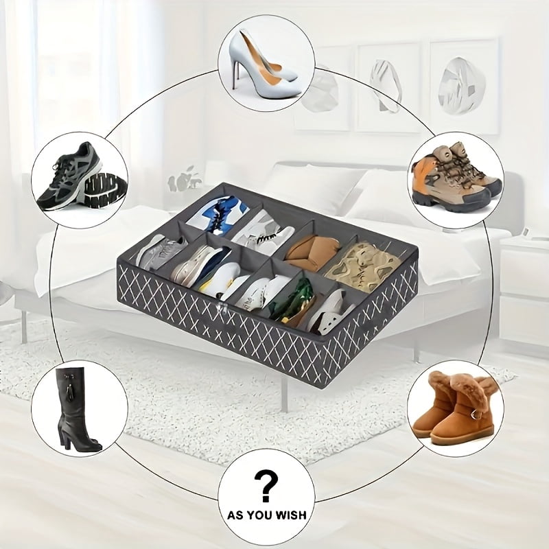 2/4pcs Under Bed Shoe Storage Organizer Bags, Breathable Canvas with Sturdy Sidewalls & Reinforced Handles, Space-Saving Shoe Container for Closet Or Bedroom Organization
