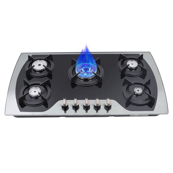 Miumaeov 35.4" Built-in Gas Cooktop, 5 Adjustable Hob Burners Natural Gas Hob Cooktops Cooker