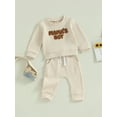 thumbnail image 3 of Bagilaanoe 2PCS Toddler Baby Boy Long Pants Set Letter Embroidery Long Sleeve Sweatshirt Tops + Drawstring Sweatpants 6M 12M 18M 24M 3T Kids Casual Sweatsuits, 3 of 9