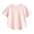 thumbnail image 7 of qucoqpe Toddler Little Girls Cute Trendy 2-Piece Outfit Set Summer Striped Casual Short Sleeve Soft Elastic Waist Flared Trousers Top and Pant Comfy Homewear Set Kids, 7 of 7