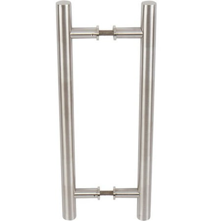 DELANEY HARDWARE 15-3/4 in. Brushed Steel Barn Door Hardware Double Sided Round Pull Handle