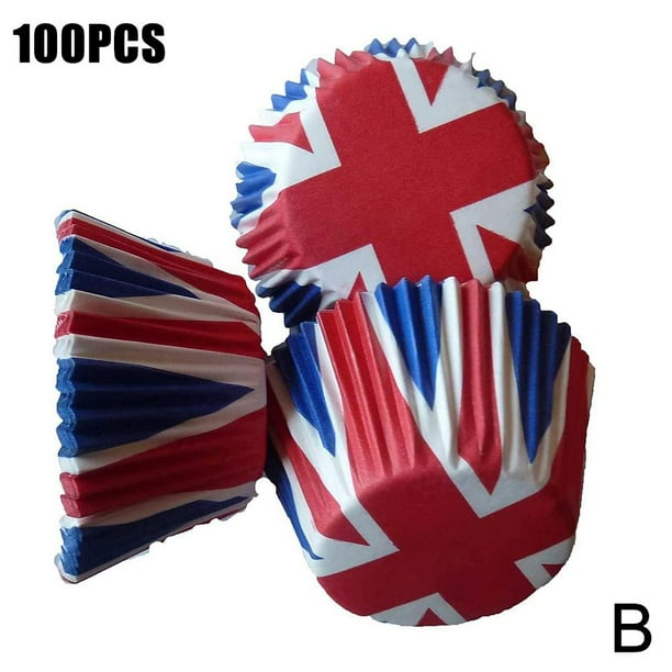 Union Jack Cupcake Cases Baking Muffin Cakes Queen Platinum Ju R4W4