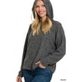 thumbnail image 2 of Zenana Women's Plus Size Casual Hooded Brushed Melange Hacci Relaxed Fit Light Sweater, 2 of 5