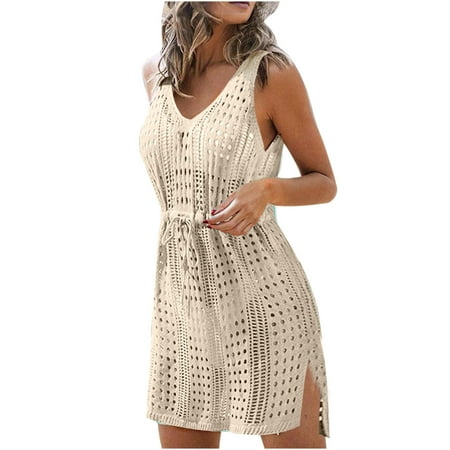 Jamicy Swimsuit Cover Ups for Women Sales Clearance V Neck Loose Beach Bikini Bathing Suit Sunscreen Shirt Cover Up Women s Strapless Cover Up for Swimsuit