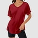 thumbnail image 2 of Camiseta de manga corta de color liso con cuello en V para mujer - Top de verano holgado - Poliéster spandex transpirable - Fácil de cuidar - Tallas S-XXL, 2 of 4