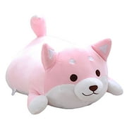Shiba Inu Dog Plush Pillow, Cute Corgi Akita Stuffed Animals Doll Toy Gifts for Valentines Gift, Christmas,Sofa Chair, Pink Round Eye, 22.8"