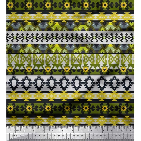 Soimoi Cotton Cambric Fabric Aztec Southwestern Printed Craft Fabric by the Yard 56 Inch Wide