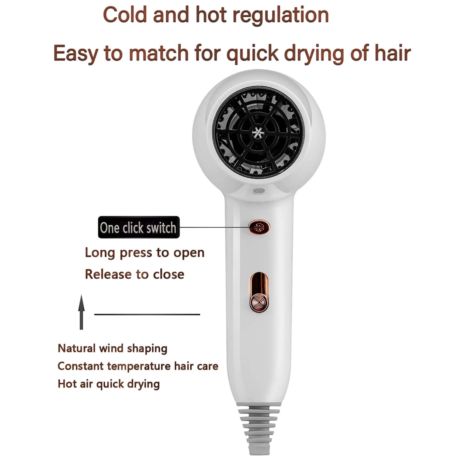 OhhGo Hotel Wall Mount Hair Dryer, Hairdryer Bathroom Accessories with Rack Negative Ion Blower Strong Wind Drying Tools, Blow Dryer for Home Bathroom Toilet Salon, 1600W, White