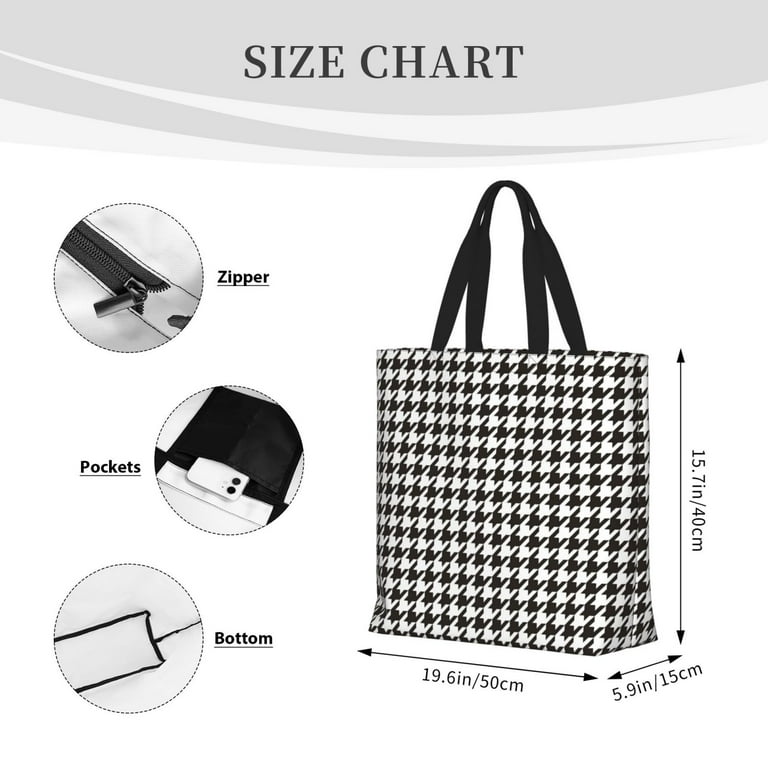 Ocsxa Houndstooth Black And White Tote Bag For Women,Tote Ocsxa Houndstooth Black And White Tote Bag For Women,Tote